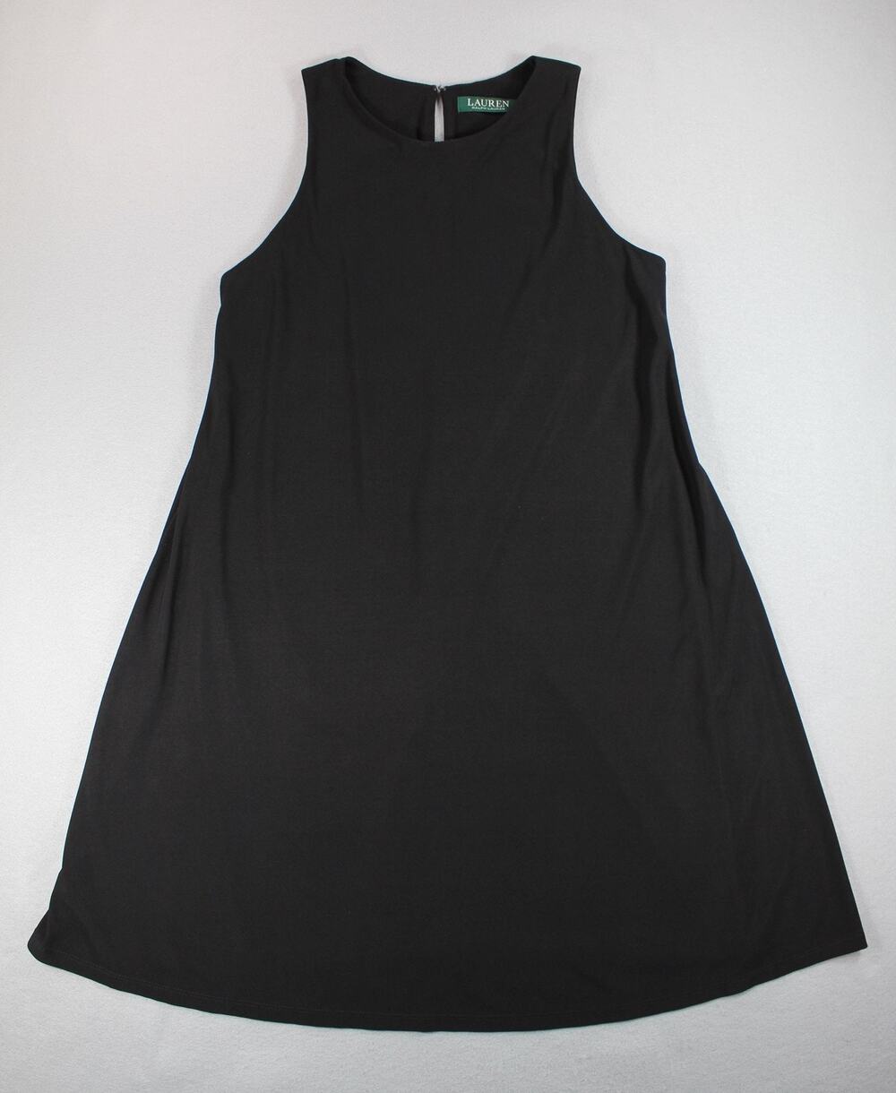 Lauren Ralph Lauren Dress Womens 8 Black A Line Sleeveless Jersey Knee Length